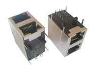 LED Filter Stacked RJ45 Connectors Female PA46 Plastic For Maximum EMI Suppression